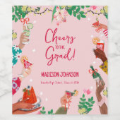 Cheers to the Grad Cute Doodle Graduation ワインラベル (シングルラベル)