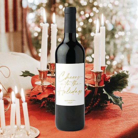 Cheers to the Holidays Personalized Wine Bottle ワインラベル