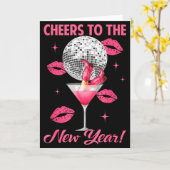 Cheers To The New Year 2026 Champagne Happy New Ye カード (黄色い花)