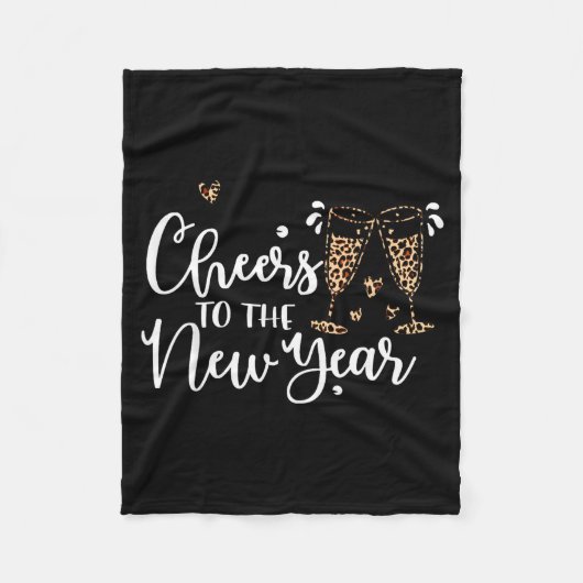 Cheers To The New Year 2026 Leopard Champagne Happ フリースブランケット (正面)