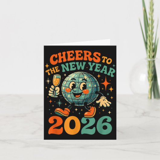 Cheers To The New Year 2026 Retro Disco Gift カード (正面)