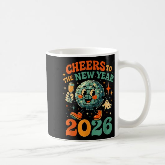 Cheers To The New Year 2026 Retro Disco Gift  コーヒーマグカップ (右)