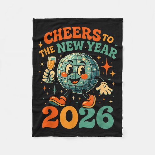 Cheers To The New Year 2026 Retro Disco Gift フリースブランケット (正面)