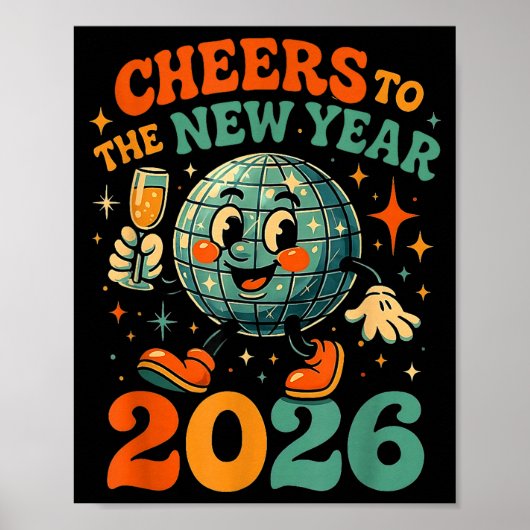 Cheers To The New Year 2026 Retro Disco Gift  ポスター (正面)