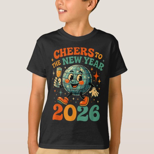 Cheers To The New Year 2026 Retro Disco Gift Tシャツ (正面)