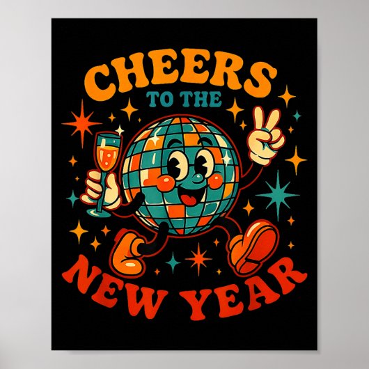 Cheers To The New Year 2026 Retro Party Gift  ポスター (正面)