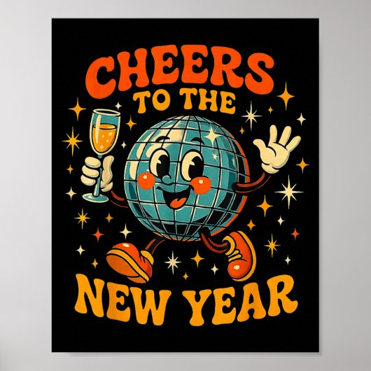 Cheers To The New Year 2026 Retro Party Gift  ポスター (正面)
