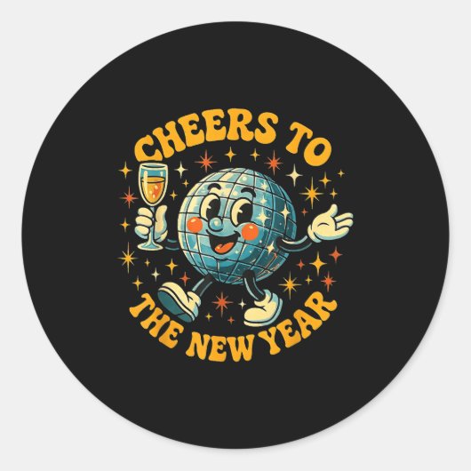 Cheers To The New Year 2026 Retro Party Gift  ラウンドシール (正面)