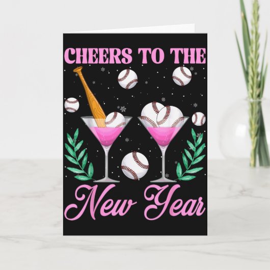 Cheers To The New Year Champagne Gl &amp; Baseball カード (正面)