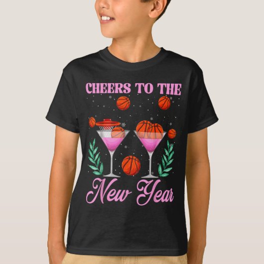 Cheers To The New Year Champagne Gl & Basketba Tシャツ (正面)