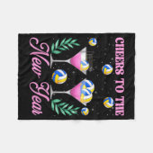 Cheers To The New Year Champagne Gl & Volleyba フリースブランケット (正面(横))