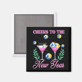 Cheers To The New Year Champagne Gl &amp; Volleyba マグネット (正面/裏面)