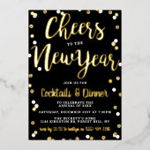 Cheers To The New Year | New Years Eve Party Real 箔招待状 (正面)