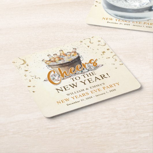 Cheers to the New Year Party  スクエアペーパーコースター (アングル)