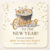 Cheers to the New Year Party  スクエアペーパーコースター (正面)