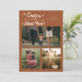 Cheers To The New Year Terracotta Multi Photo シーズンカード (スタンド正面)