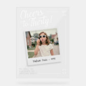 Cheers to Thirty 30 Retro Photo Birthday  アクリルサイン (正面)