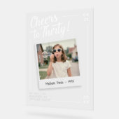 Cheers to Thirty 30 Retro Photo Birthday  アクリルサイン (傾斜)