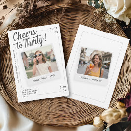 Cheers to Thirty 30 Retro Photo Birthday  招待状