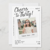 Cheers to Thirty 30 Retro Photo Birthday  招待状 (正面)