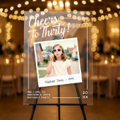 Cheers to Thirty 30 Retro Photo Birthday Welcome アクリルサイン