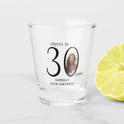 Cheers to Thirty Minimal Photo 30th Birthday ショットグラス (正面)