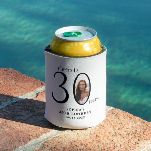 Cheers to Thirty Minimal Photo 30th Birthday 缶クーラー (インサイチュ プール)