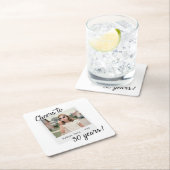 Cheers to Thirty Years 30 Retro Photo Birthday  スクエアペーパーコースター (インサイチュ)