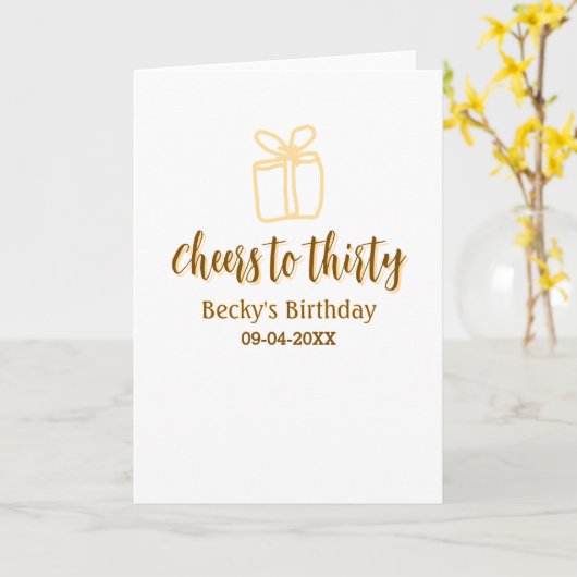 Cheers to thirty yellow brown birthday pastel gift カード (黄色い花)