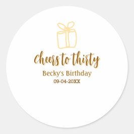 Cheers to thirty yellow brown birthday pastel gift ラウンドシール