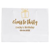 Cheers to thirty yellow brown birthday pastel gift ラージペーパーバッグ (裏面)