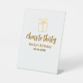 Cheers to thirty yellow brown birthday pastel gift 台座サイン (正面)