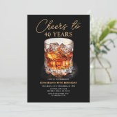 Cheers to Whiskey Adult Watercolor Birthday Party 招待状 (スタンド正面)