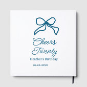 Cheers twenty blue birthday bow name date boho ret ゲストブック (裏面)