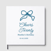 Cheers twenty blue birthday bow name date boho ret ゲストブック (正面)