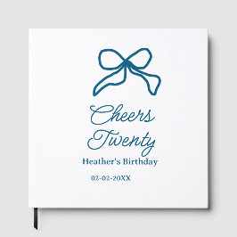 Cheers twenty blue birthday bow name date boho ret ゲストブック