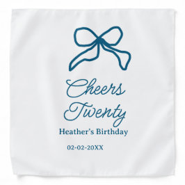 Cheers twenty blue birthday bow name date boho ret バンダナ