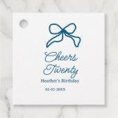 Cheers twenty blue birthday bow name date boho ret フェイバータグ (正面)