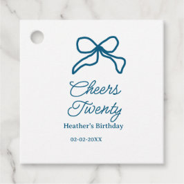 Cheers twenty blue birthday bow name date boho ret フェイバータグ