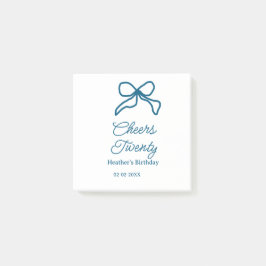 Cheers twenty blue birthday bow name date boho ret ポストイット