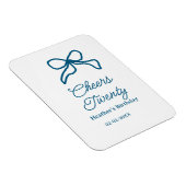 Cheers twenty blue birthday bow name date boho ret マグネット (右側)