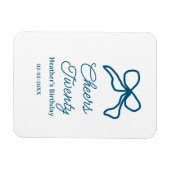 Cheers twenty blue birthday bow name date boho ret マグネット (横)