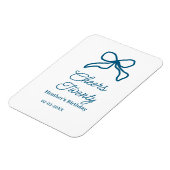 Cheers twenty blue birthday bow name date boho ret マグネット (左側)