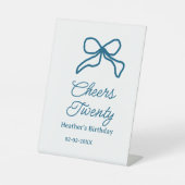 Cheers twenty blue birthday bow name date boho ret 台座サイン (正面)