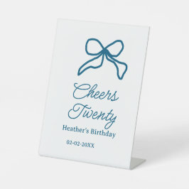 Cheers twenty blue birthday bow name date boho ret 台座サイン