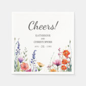 Cheers Vibrant Wildflowers Elegant Wedding スタンダードカクテルナプキン (正面)