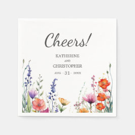 Cheers Vibrant Wildflowers Elegant Wedding スタンダードカクテルナプキン