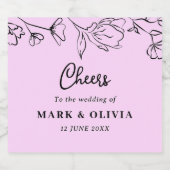 Cheers Wedding Design – Custom Names & Time スパークリングワインラベル (シングルラベル)
