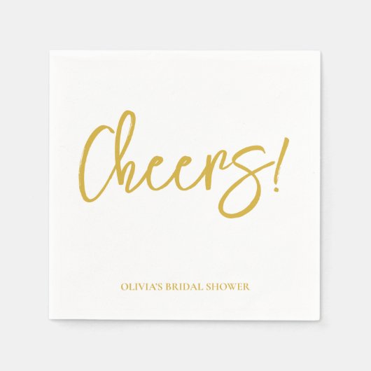 Cheers Wedding Napkins with Rustic Hand Lettering スタンダードカクテルナプキン (正面)