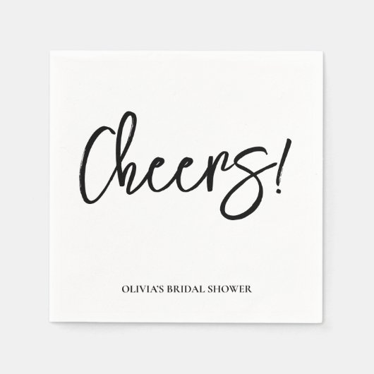 Cheers Wedding Napkins with Rustic Hand Lettering  スタンダードカクテルナプキン (正面)